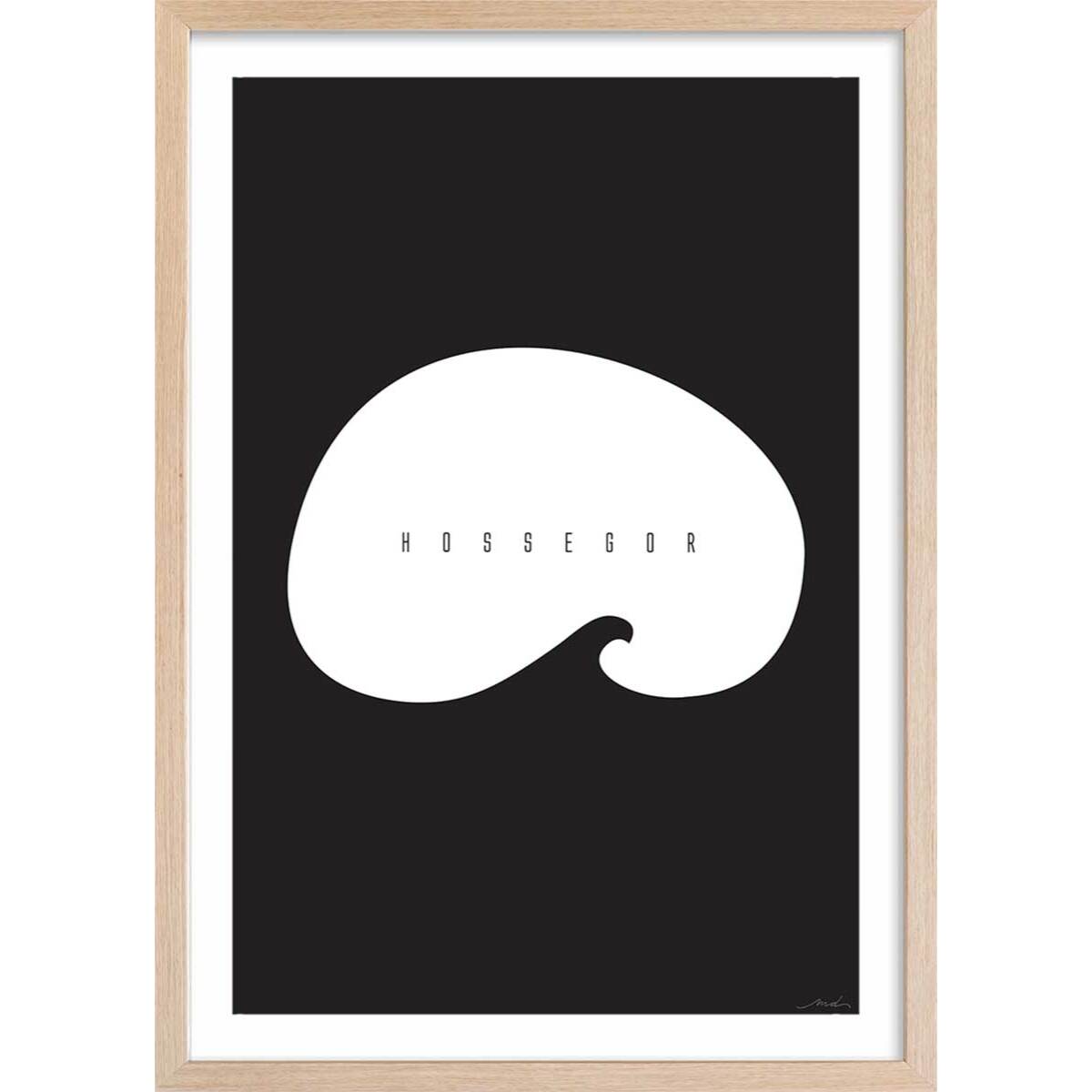 Affiche minimal hossegor Affiche + cadre en bois - Chêne