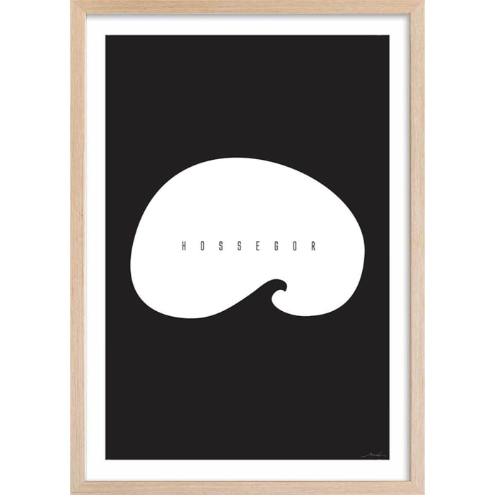 Affiche minimal hossegor Affiche + cadre en bois - Chêne