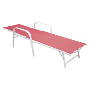 Lot de 2 bains de soleil SARDINIA en textilène rose - structure blanche