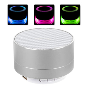 Altavoz bluetooth metálico con manos libres y luz led