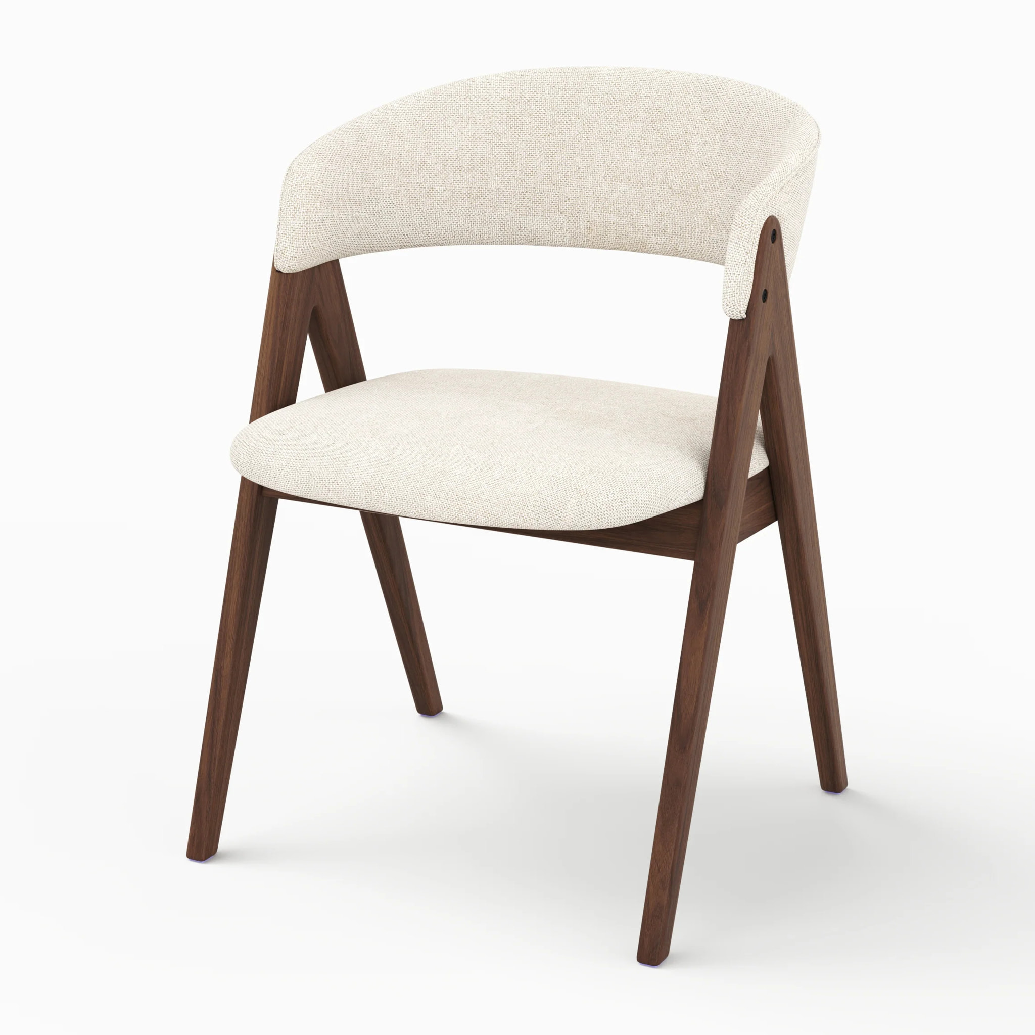 Chaise en bois foncé et tissu beige clair - Isis