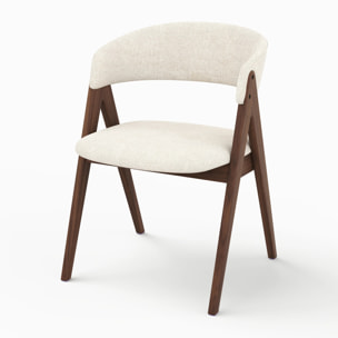 Chaise en bois foncé et tissu beige clair - Isis