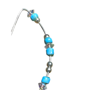 Pendiente tipo aro en plata 925 azul y cristal Sw irisado_ Plata Úncia