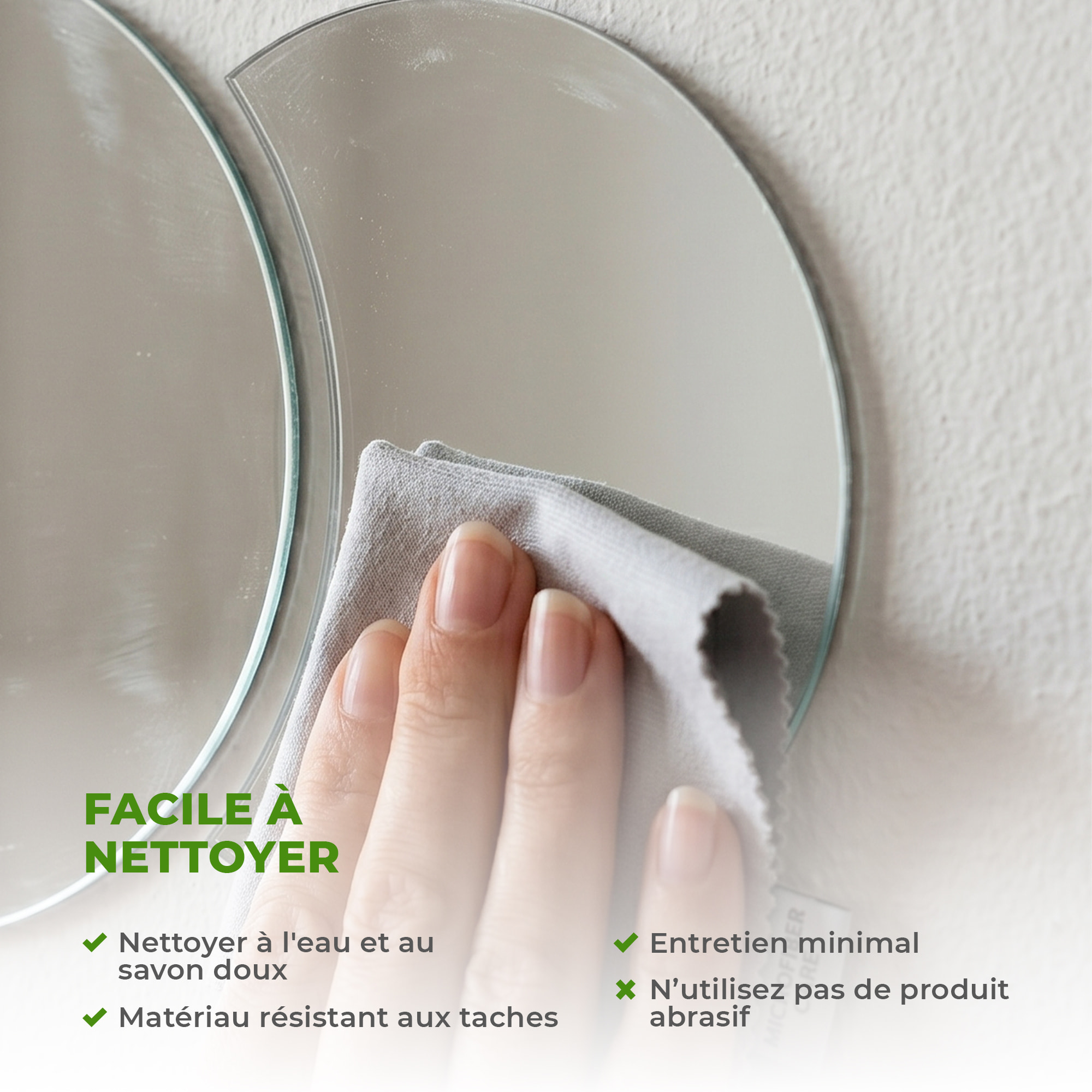 3 stickers miroirs rond et demi-lune