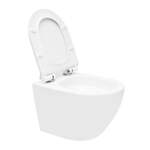 S-Line Pro WC suspendu sans bride Vortex en céramique avec abattant SoftClose et fixations invisibles, blanc (WC01T)
