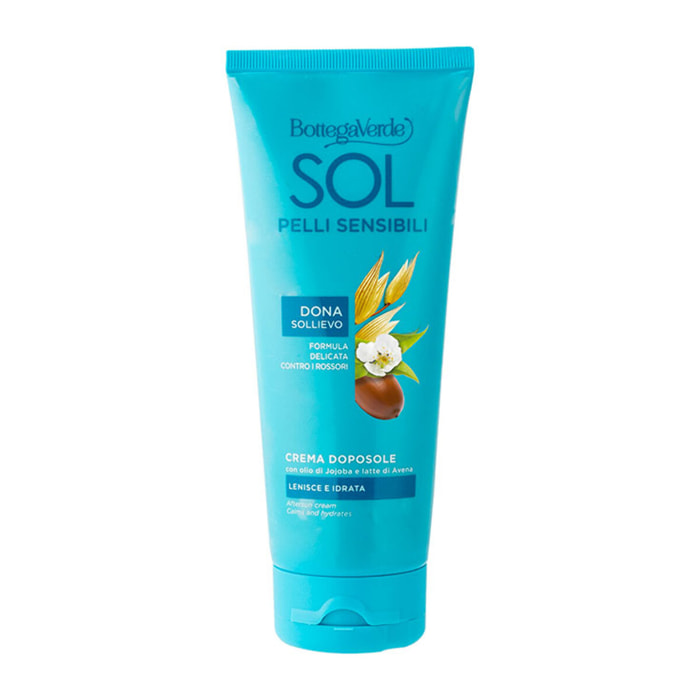SOL pelli sensibili - Crema doposole - lenisce e idrata - con olio di Jojoba e latte di Avena (200 ml) - dona sollievo - formula delicata contro i rossori