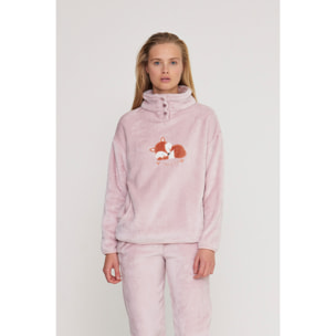 Pigiama donna fox in coral con collo tre bottoni Noidinotte