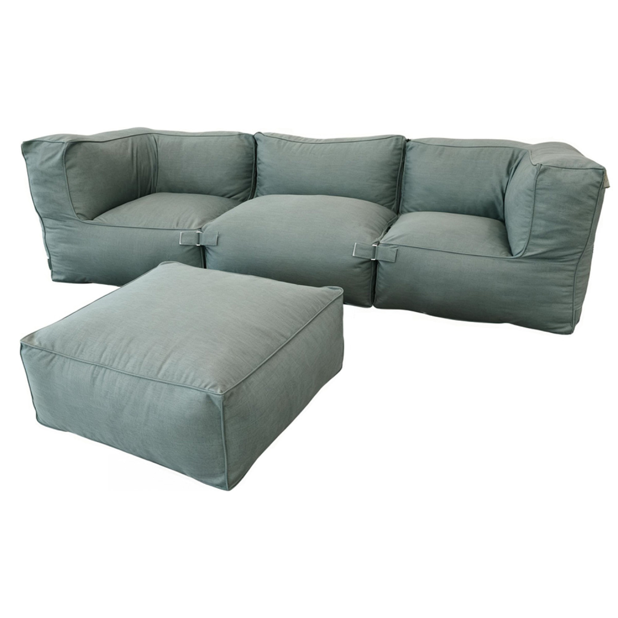 VERONE Salon de jardin modulable 4 places vert en tissu déperlant