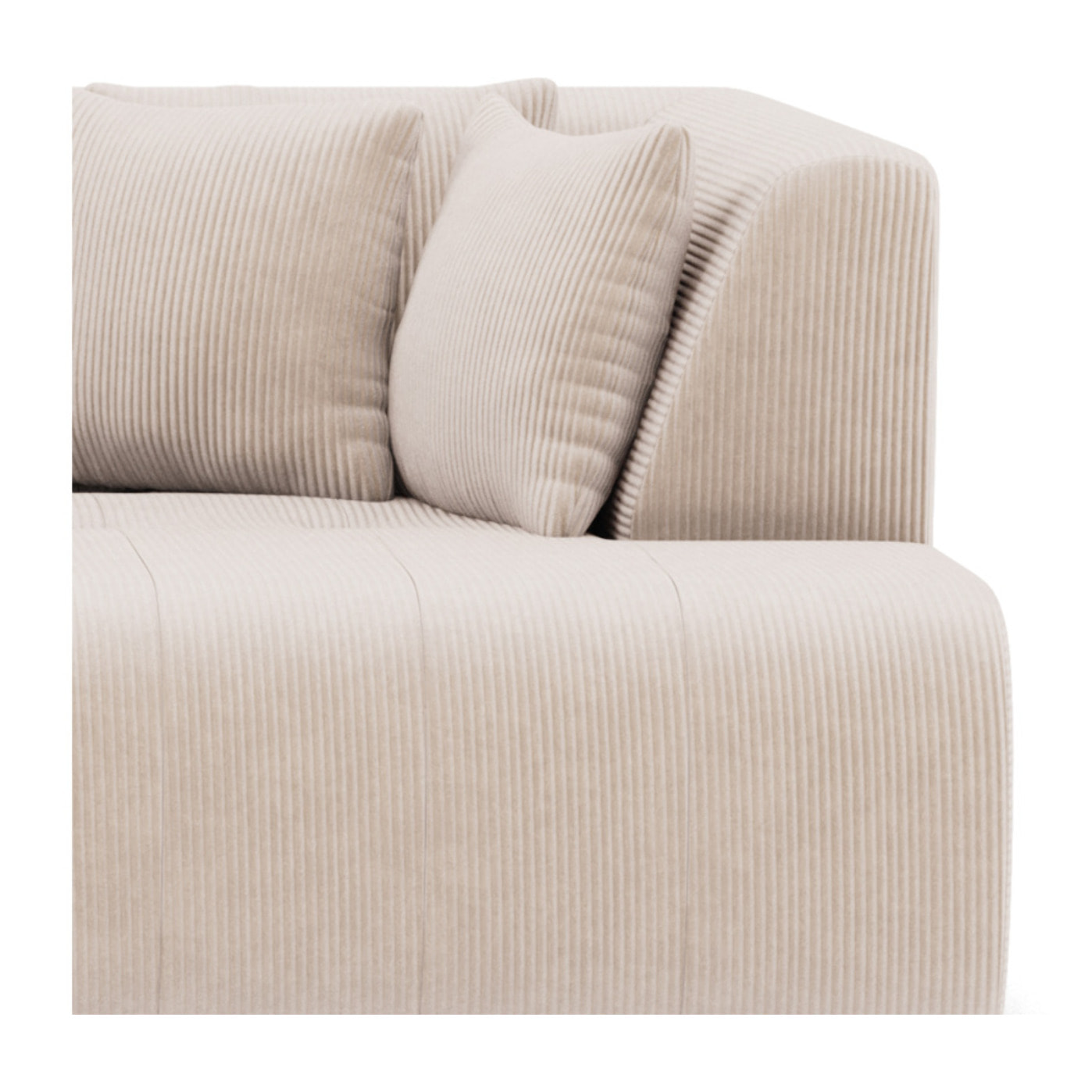 Onyx - canapé droit 4 places avec double méridienne - assise profonde - en velours côtelé - Beige