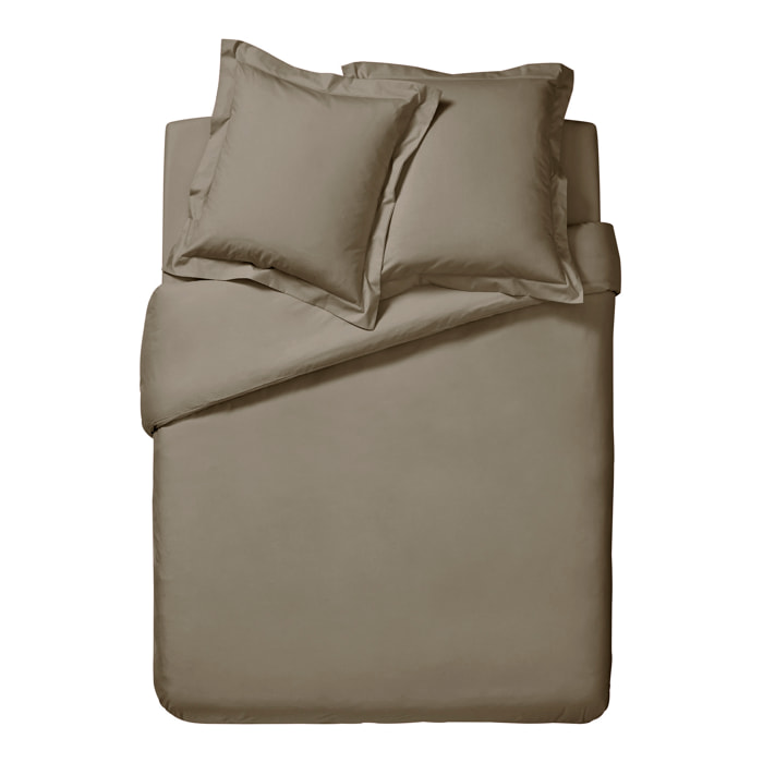 Housse de couette unie en percale de coton, PREMIÈRE, Taupe
