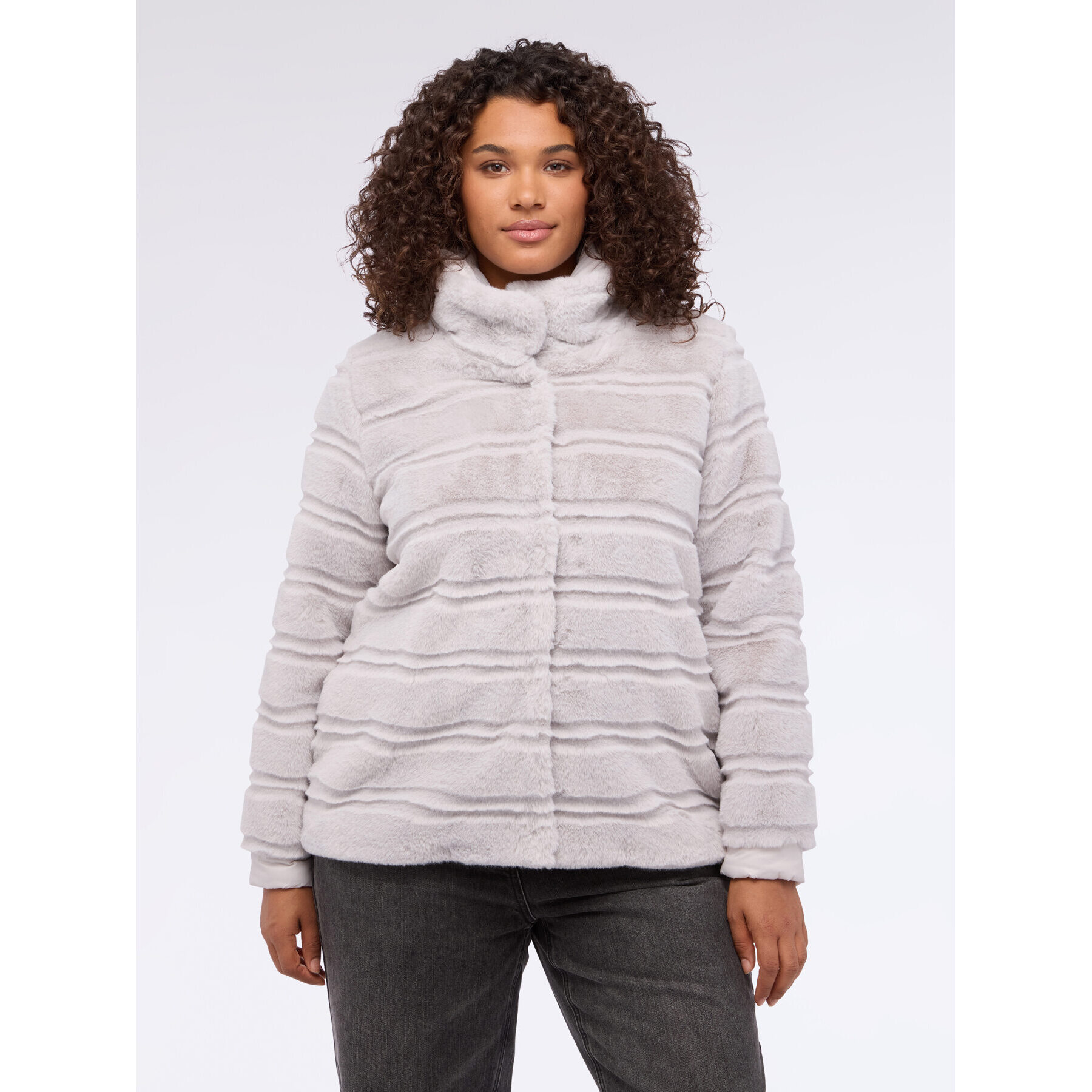 Fiorella Rubino - Chaqueta de peluche con pechera desmontable - Gris