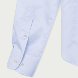 Camicia Uomo 1 Bottone Italiano Slim Satin Unito Celeste