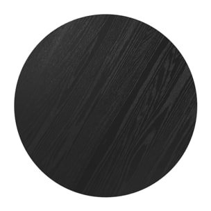 Table ronde 4 personnes en bois de frêne plaqué noir D105 cm - Liwa