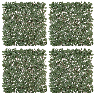 Haie artificielle 4 pièces feuilles de lierre polyester osier vert