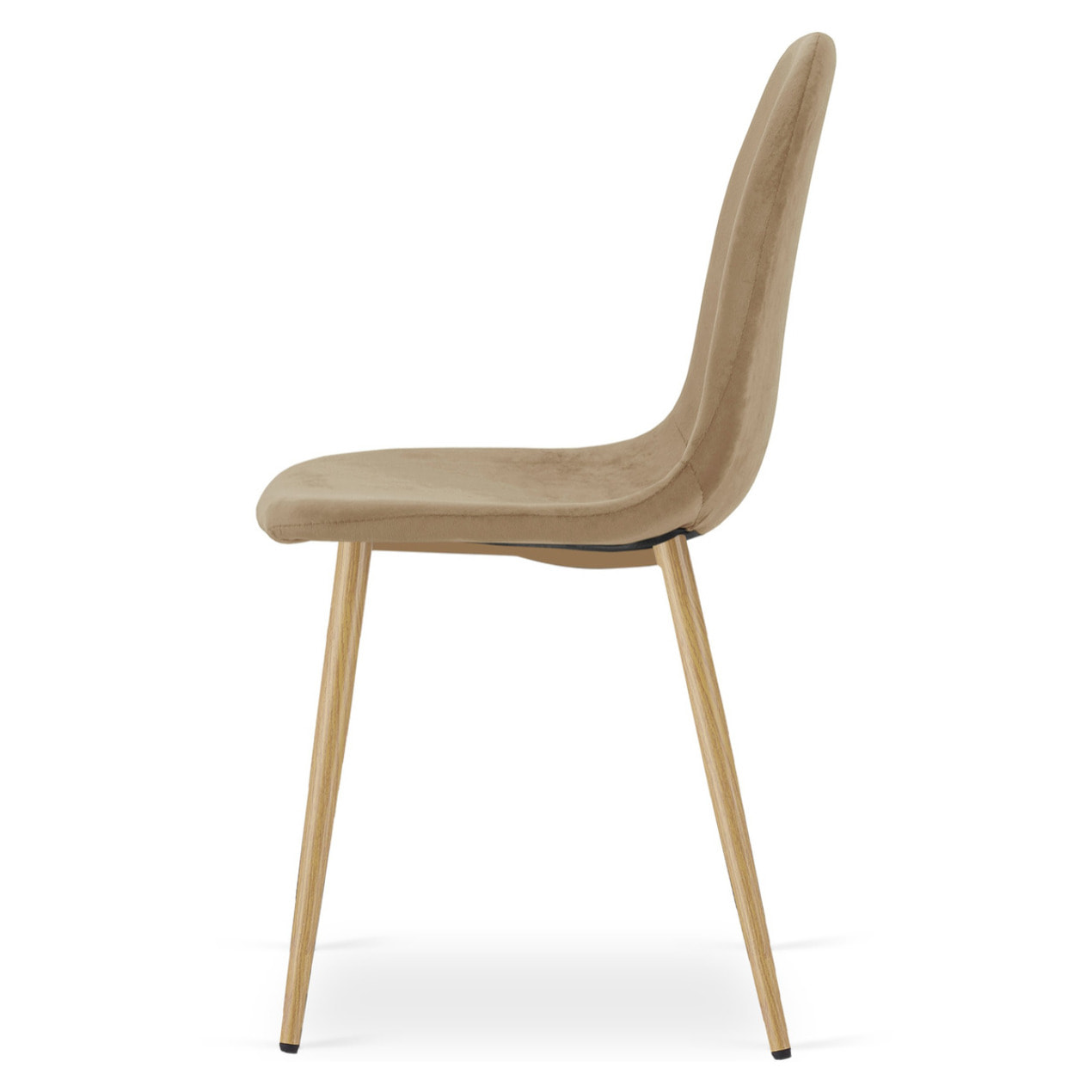 Set di 3 Sedie Padva in Velluto Marrone e Gambe Rovere