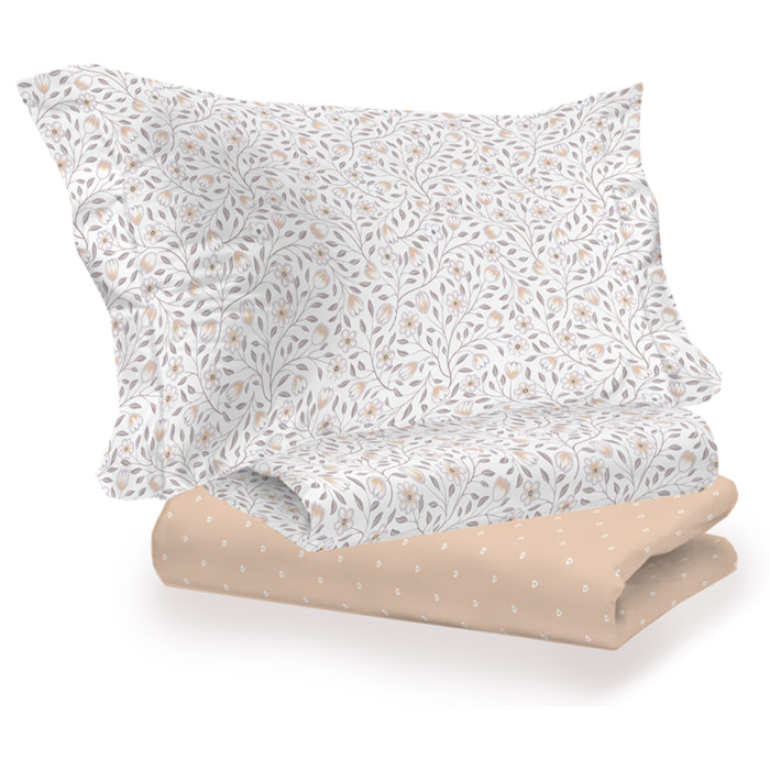 Completo letto melody beige in cotone 100% cotone
