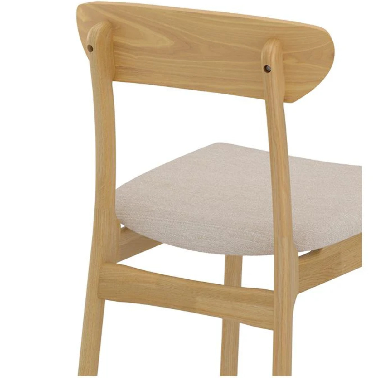 Lot de 2 chaises en tissu beige et bois clair - Lana
