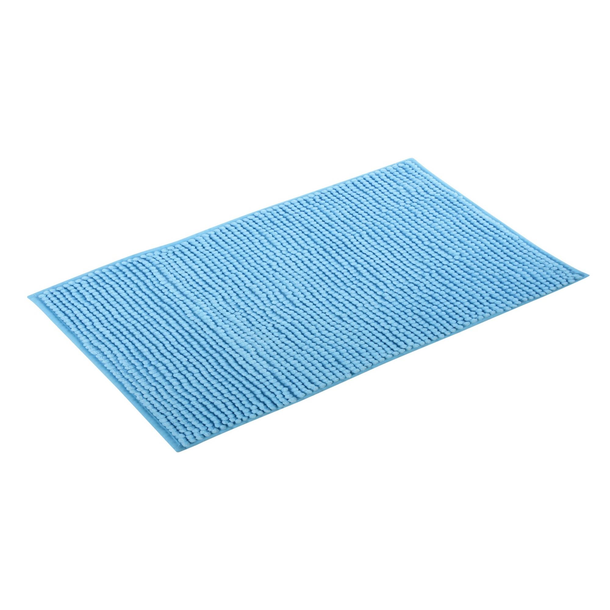 Alfombra de baño MSV ''Chenille'' antideslizante de microfibra en color azul 40 x 60 cm