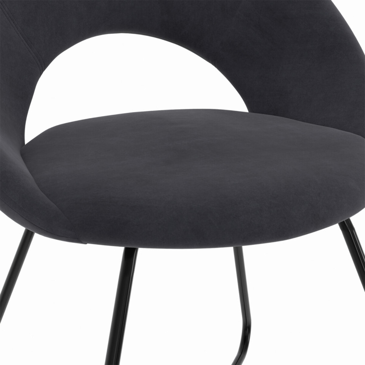 Chaises Malone velours gris foncé pieds noirs - lot de 2