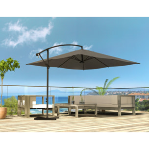 Parasol LED déporté carré 3x3m gris DAVAGNA