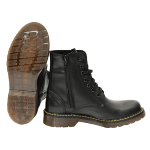 Anfibi in vera pelle con stringhe e lampo laterale