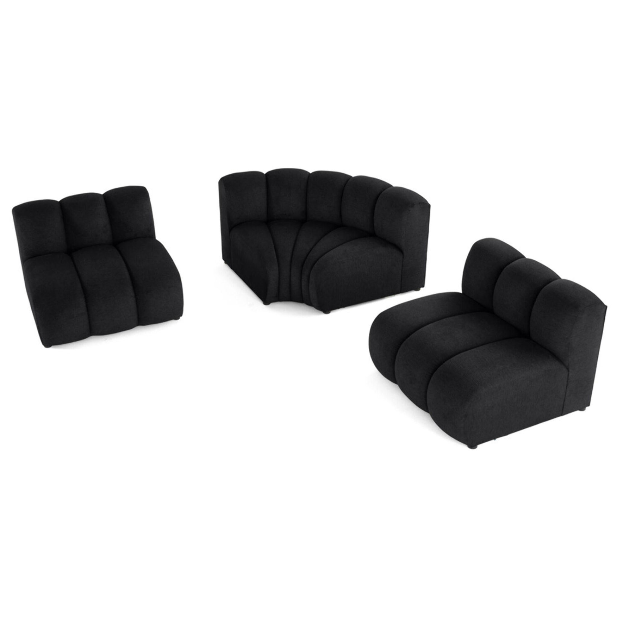 Debbie - canapé modulable d'angle réversible 4 places en tissu texturé - Noir