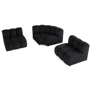Debbie - canapé modulable d'angle réversible 4 places en tissu texturé - Noir