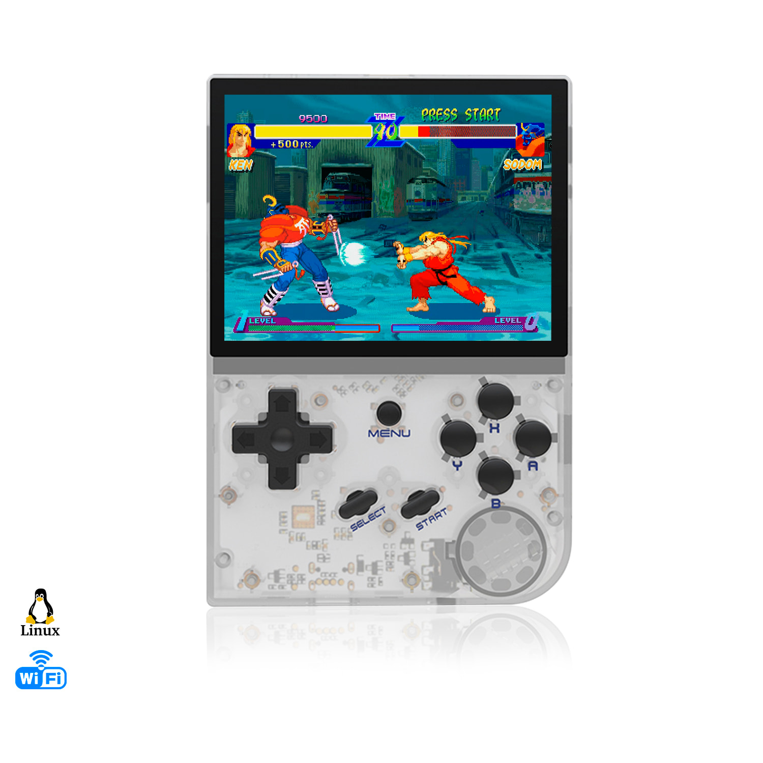 Console emulatore multipiattaforma RG35XX. Schermo IPS da 3,5"; Quad Core 384 MHz, 16 GB. Sistema operativo Linux. +5.000 giochi.