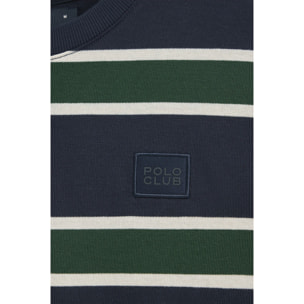 Camiseta Carter con rayas azul marino y verde botella con parche personalizado Polo Club
