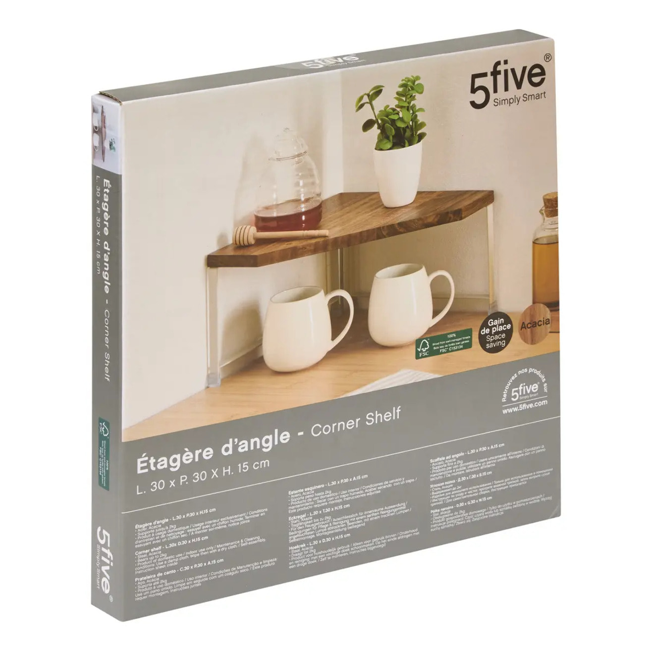 Etagère angle 1 niveau Acacia beige