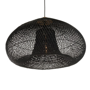 SIXTINE - Suspension 'entonnoir' 80x80cm rotin couleur noire/teck