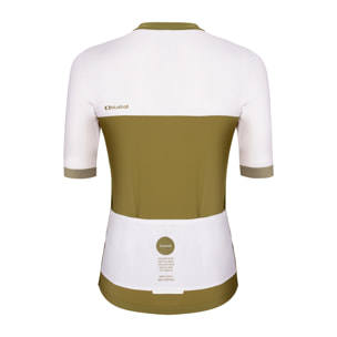 Camiseta ciclista mujer manga corta color kaki y blanco