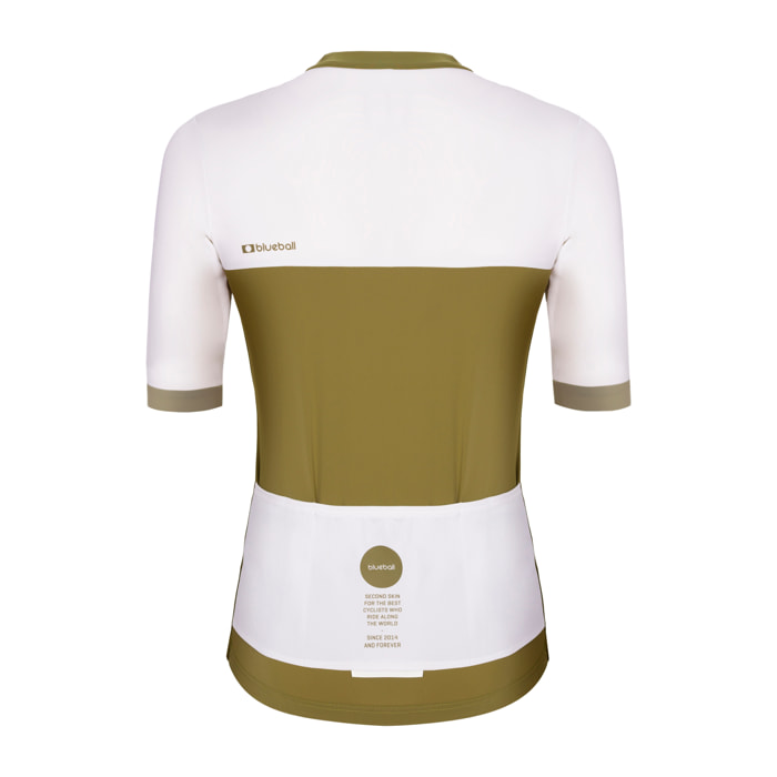 Camiseta ciclista mujer manga corta color kaki y blanco