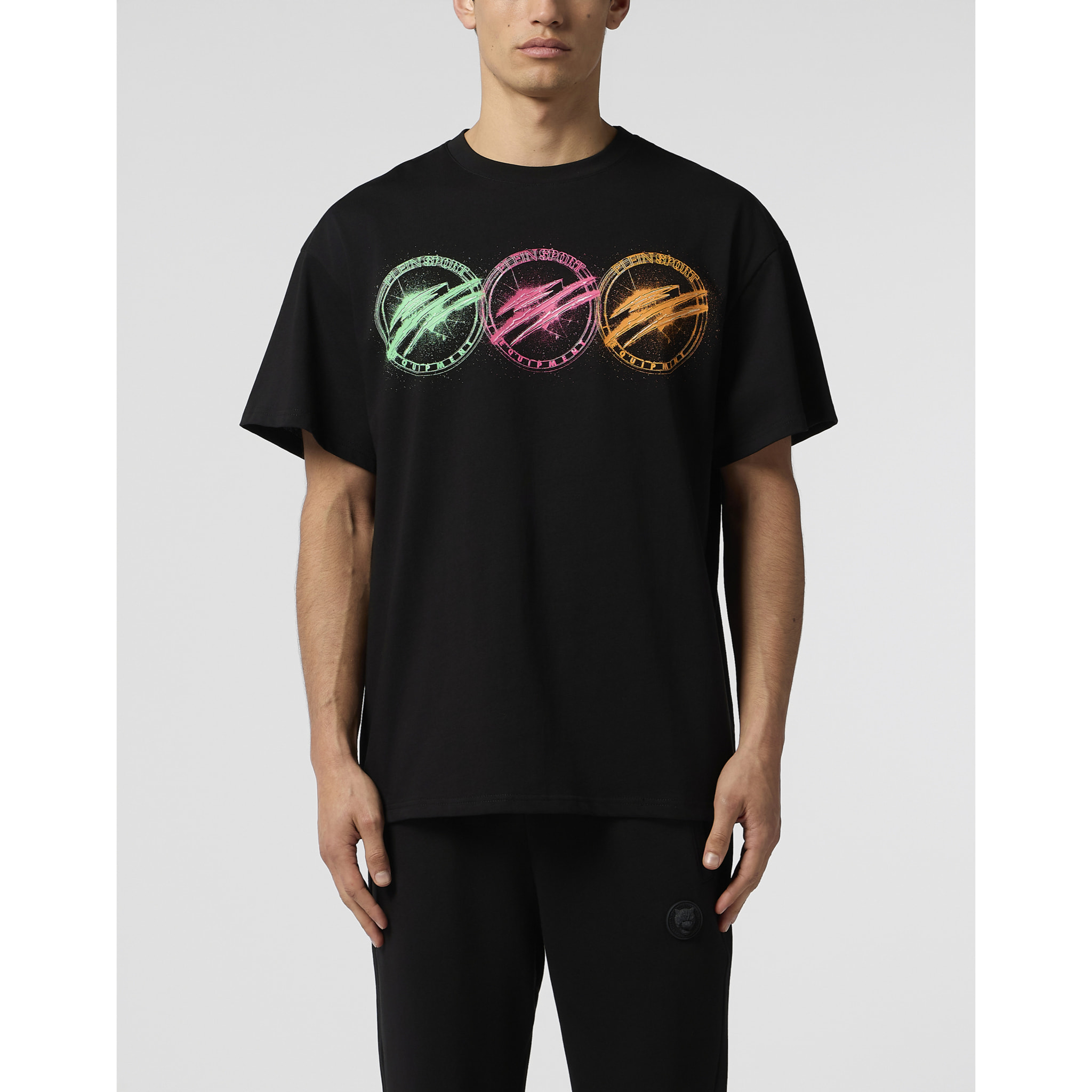 PLEIN SPORT Round Neck T-Shirt Multicolor Scratch
