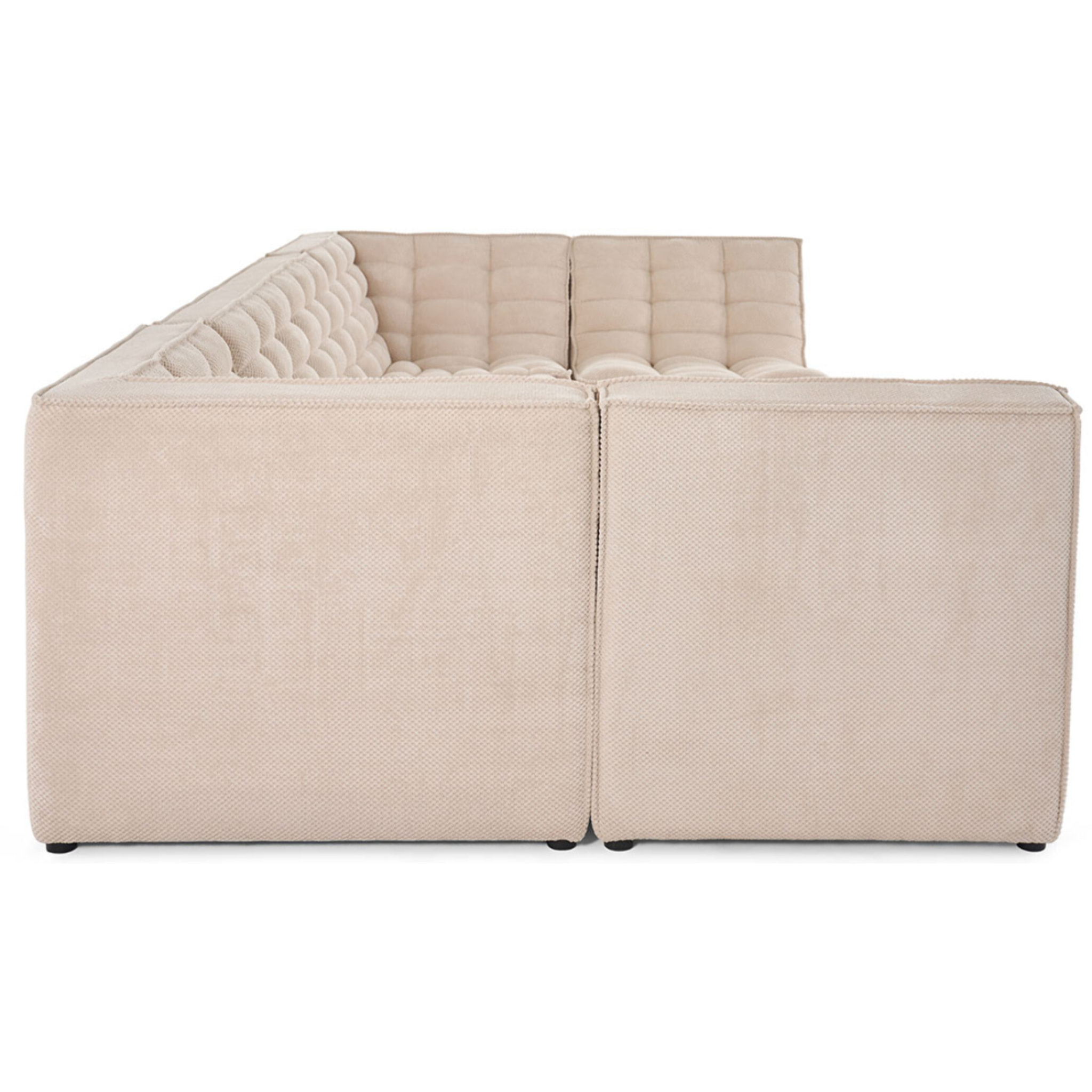 Ellie - canapé modulable panoramique 7 places en velours texturé - Beige