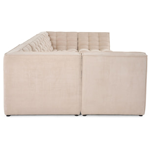Ellie - canapé modulable panoramique 7 places en velours texturé - Beige