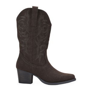 Botas cowboy marrones con bordado