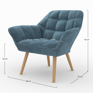 Fauteuil Simba en tissu bleu