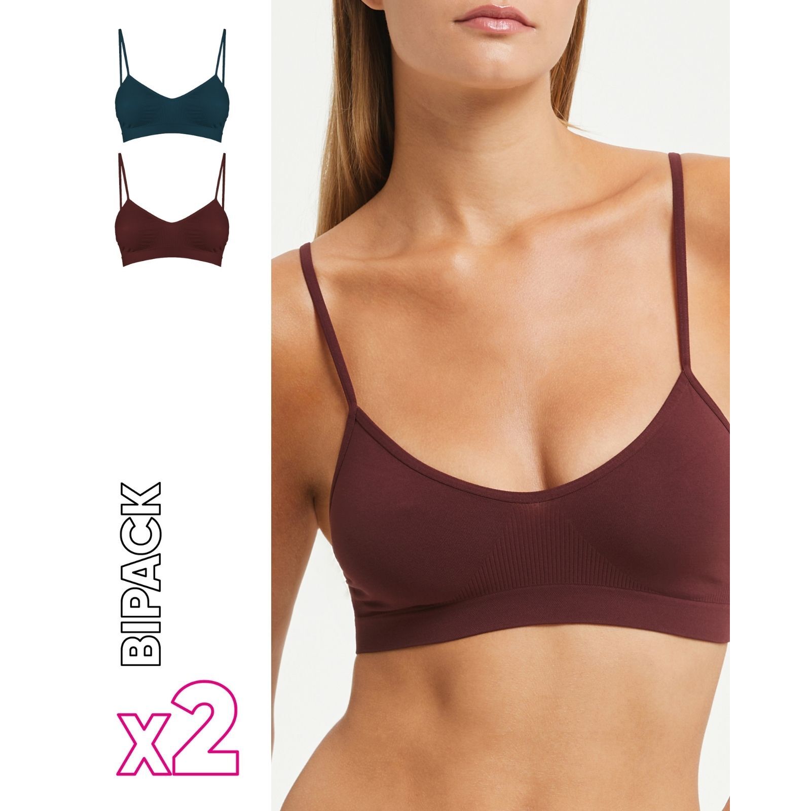 Brassiere seamless con spalline sottili X2