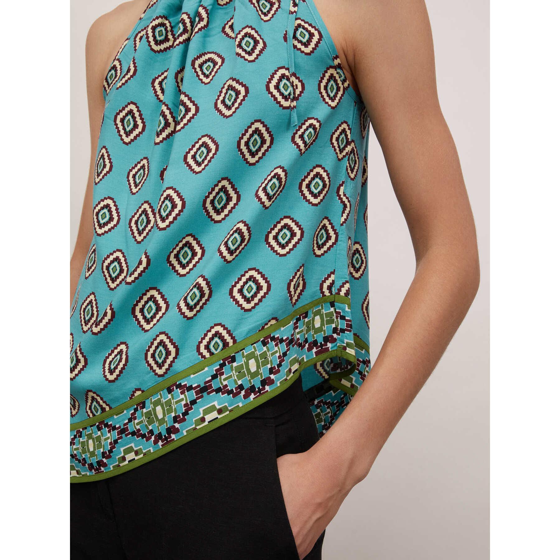 Motivi - Top a foulard fantasia etnica - Verde acqua