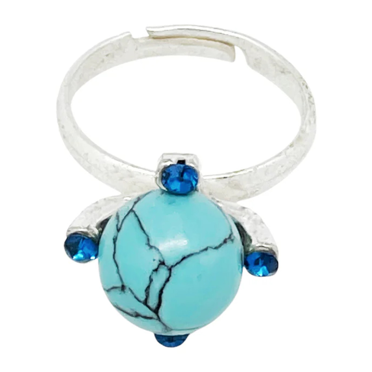 Anillo Earth plata 10µm turqeusa y Sw azul