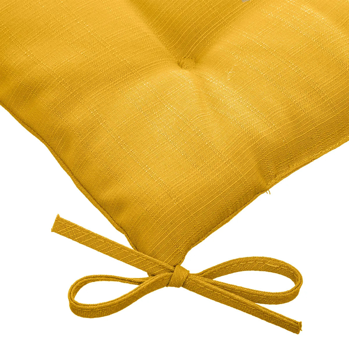 Galette de chaise carrée 4 points "Korai" jaune moutarde 40x40x4cm en polyester