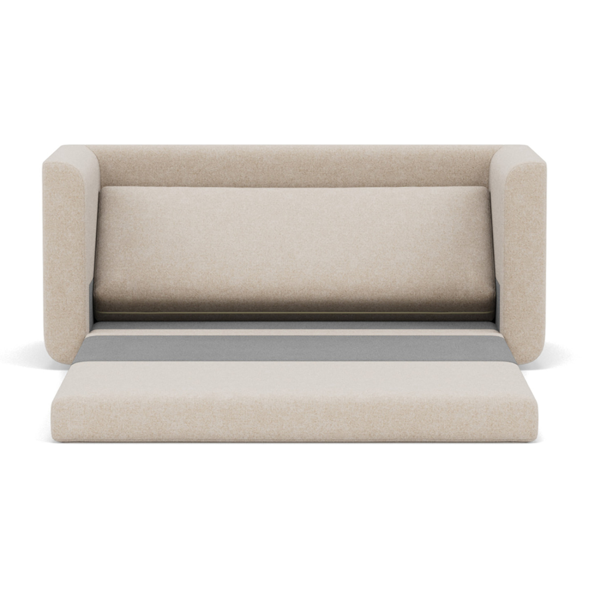 Isana - Canapé 2 places convertible déplimousse avec accoudoirs incurvés en tissu - Beige