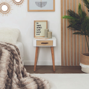 Chevet Blanc 1 Tiroir En Bois