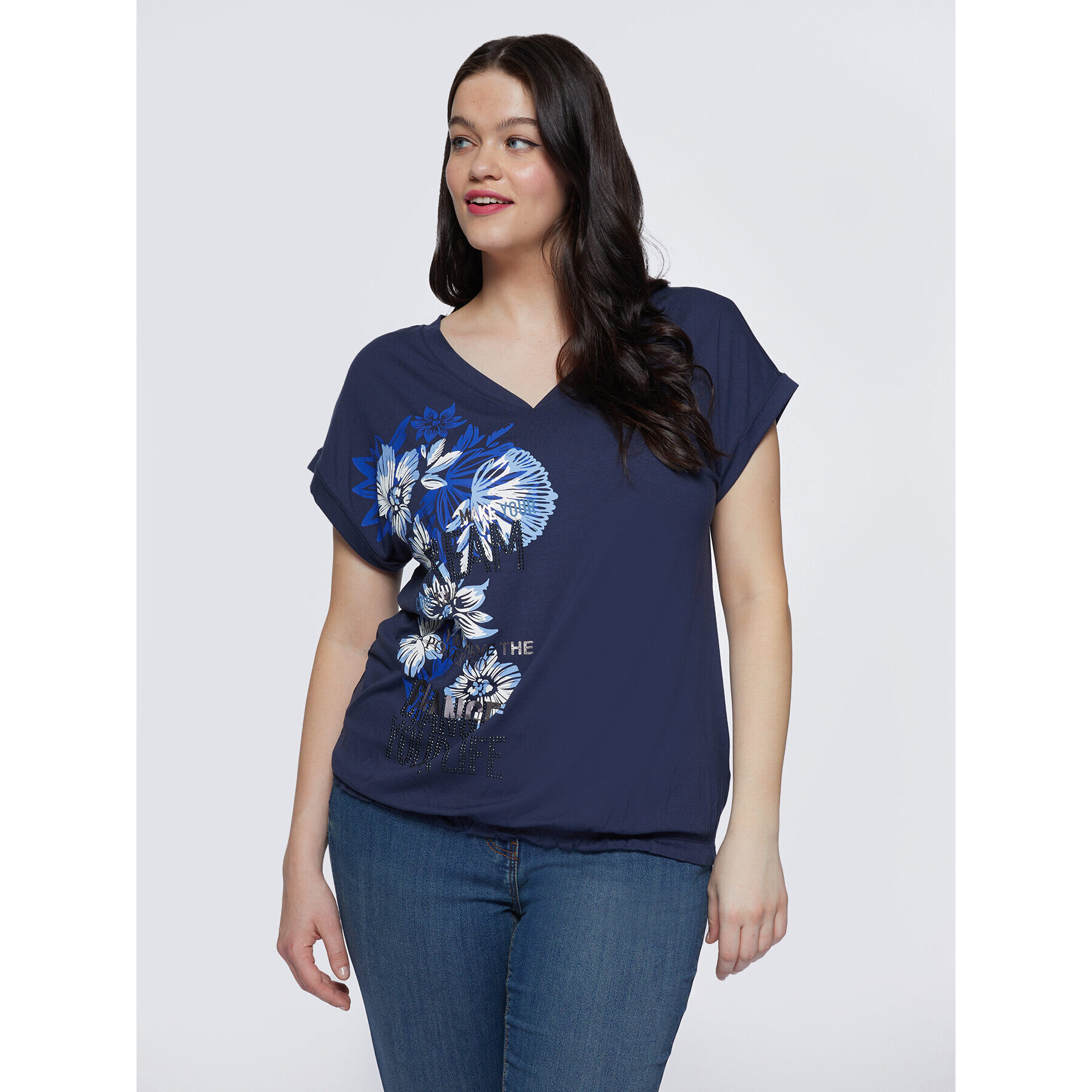 Fiorella Rubino - Camiseta con estampado de flores - Azul