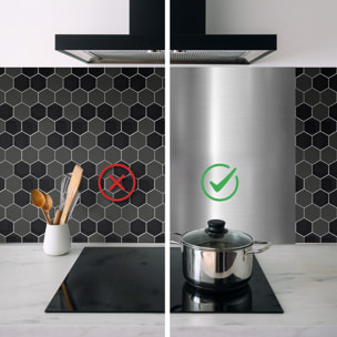 Crédence adhésive murale 3D  - Effet carrelage hexagonal 4 pièces - Noir
