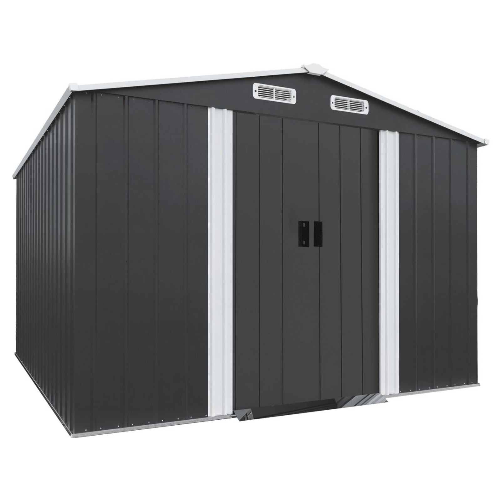Abri de jardin métal avec porte coulissante "Boston" - 8 m² - Gris