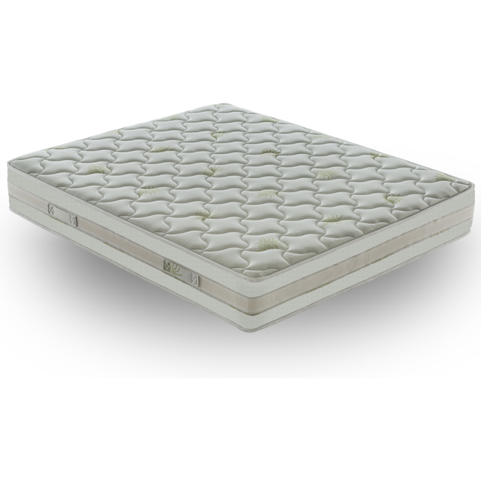 Materasso 150x200 in Memory Foam - 5 cm memory foam - Alto 25 cm - 9 Zone di Comfort - Rivestimento Aloe Vera