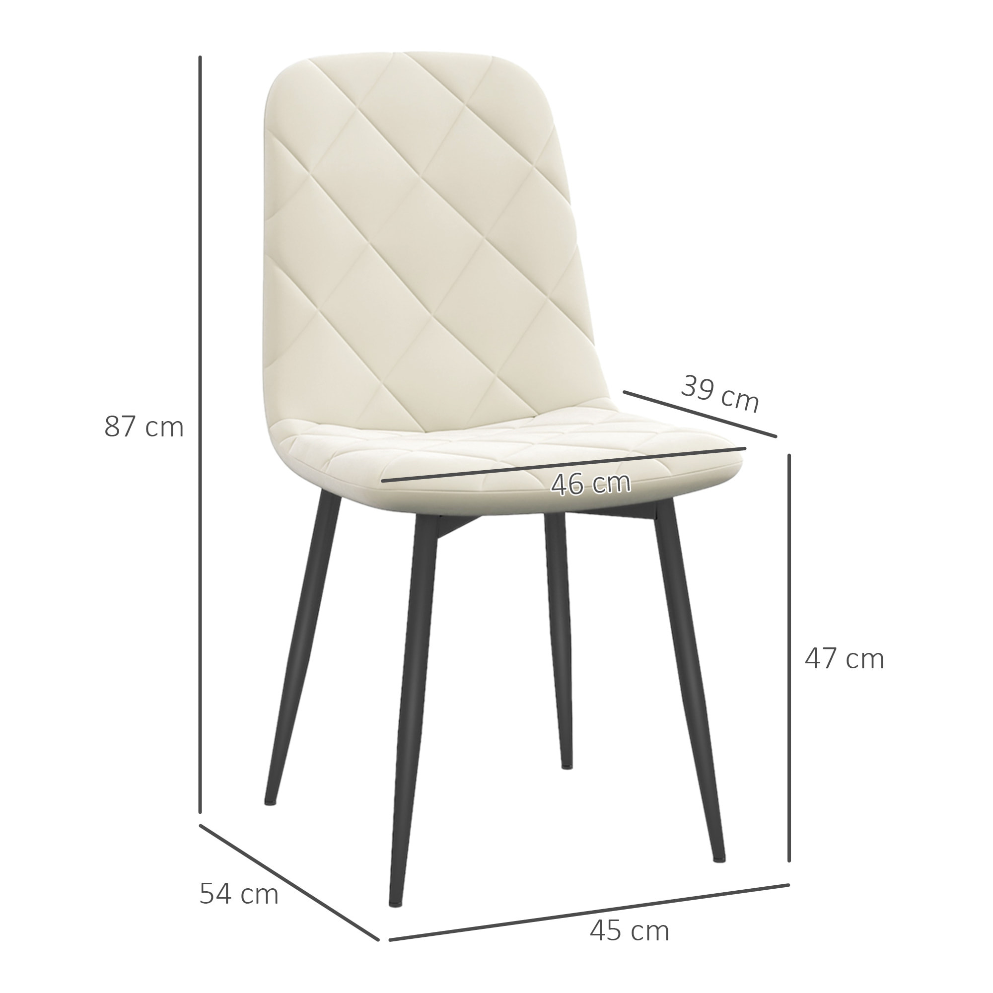 Lot de 4 chaises velours - chaises de salle à manger design Chesterfield - beige clair