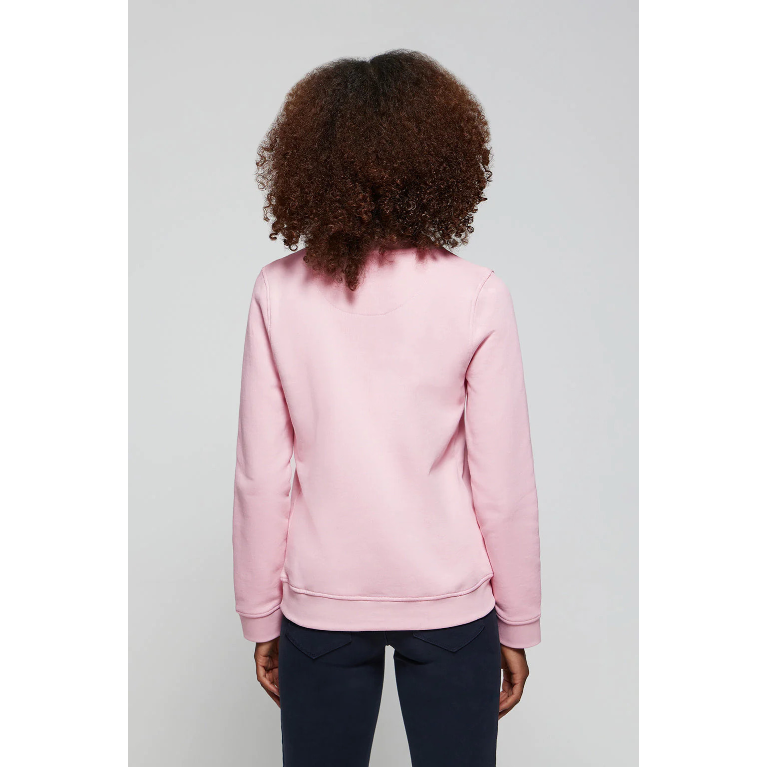 Sudadera básica rosa de cuello redondo y logo Rigby Go